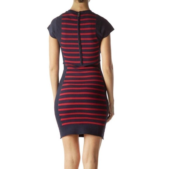 French Connection Navy and Red Stipe Bandage Dress - Picture 3 of 3
